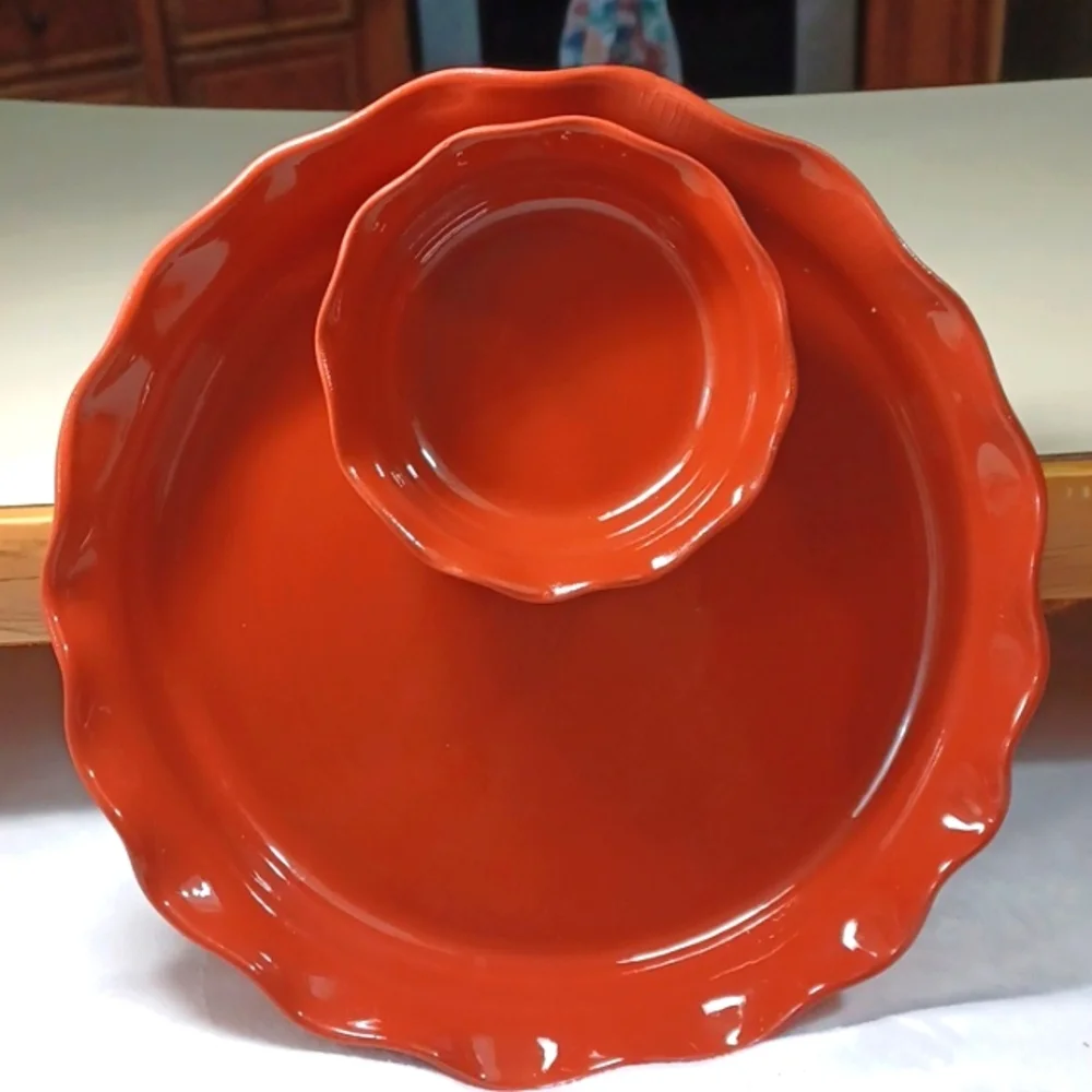 Crate & Barrel Vintage Red Clay Nacho & Dip Tray 11Inch